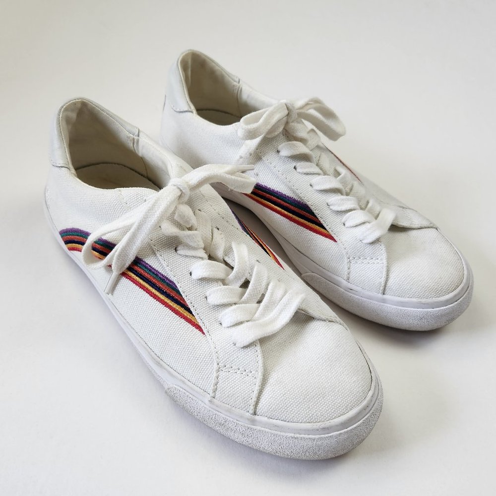 Madewell Women's Sidewalk Low-Top Sneakers in Rainbow Embroidered Canvas sz 6.5